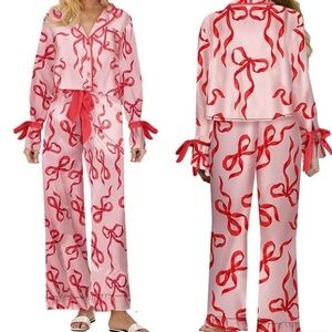 Pink and Red Bow Pajamas- Women NWOT size large
